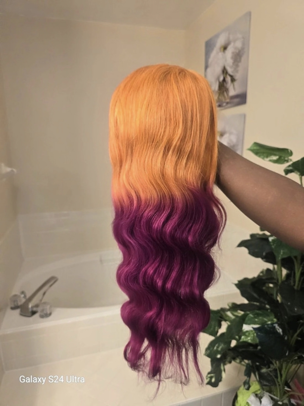 Ombre Lace Front Wig in Orange & Purple